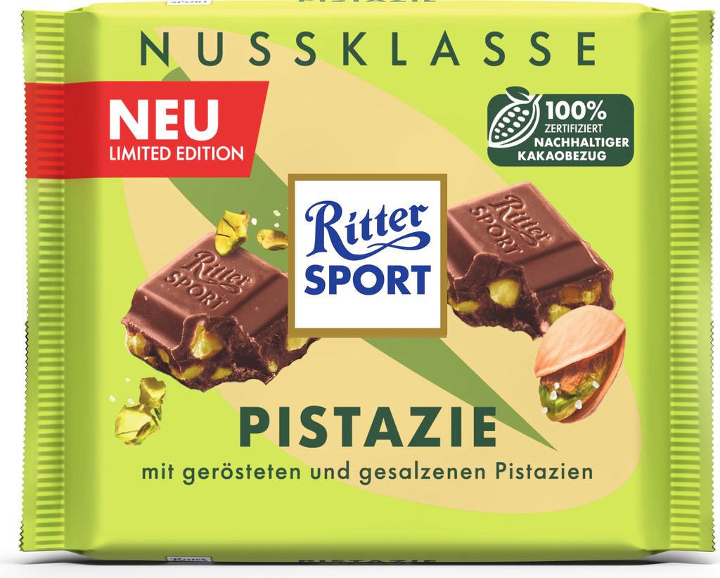 Ritter Sport Pistazie, Milchschokolade, 100 g, Pistazie, 1 Produktbild 