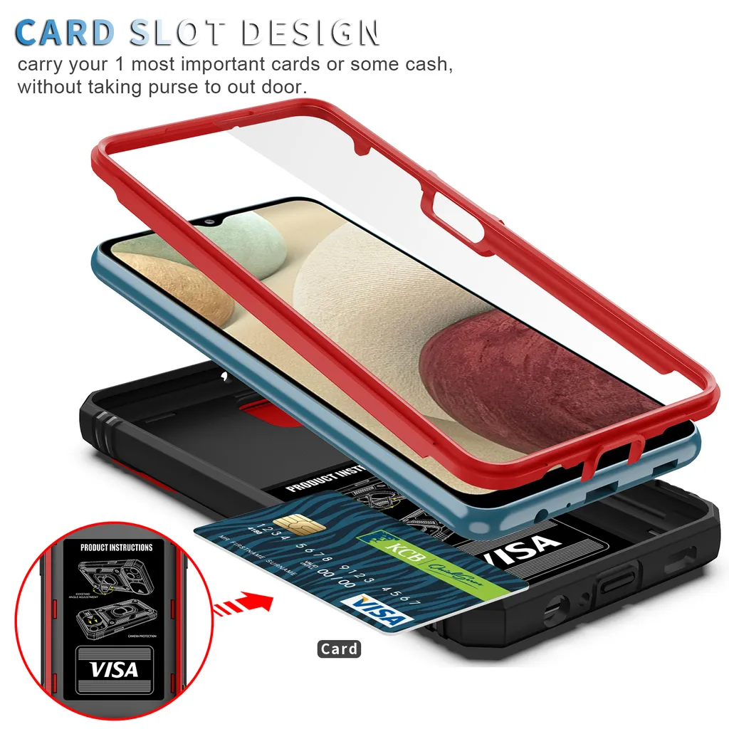Cover Samsung A12 Ultra Resistente Rossa: Protezione Camera e Ring Stand - 4