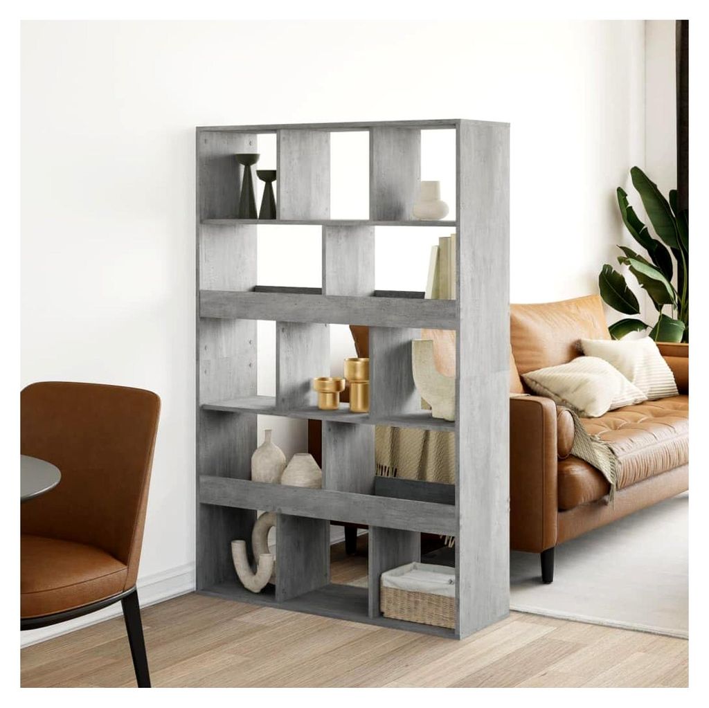Bücherregale und Standregale, Raumteiler, Betongrau, 100 x 33 x 156,5 cm, Holzwerkstoff