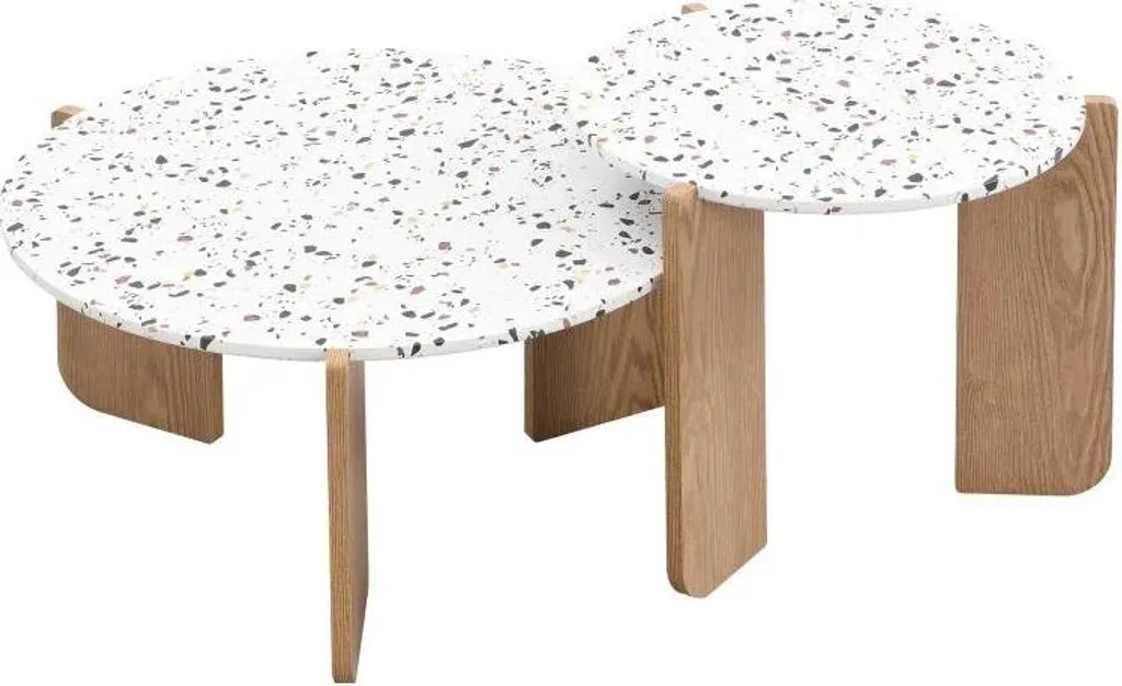 Table basse pliante pour salon et canapé - Lot de 2 beige multi-usage - 5