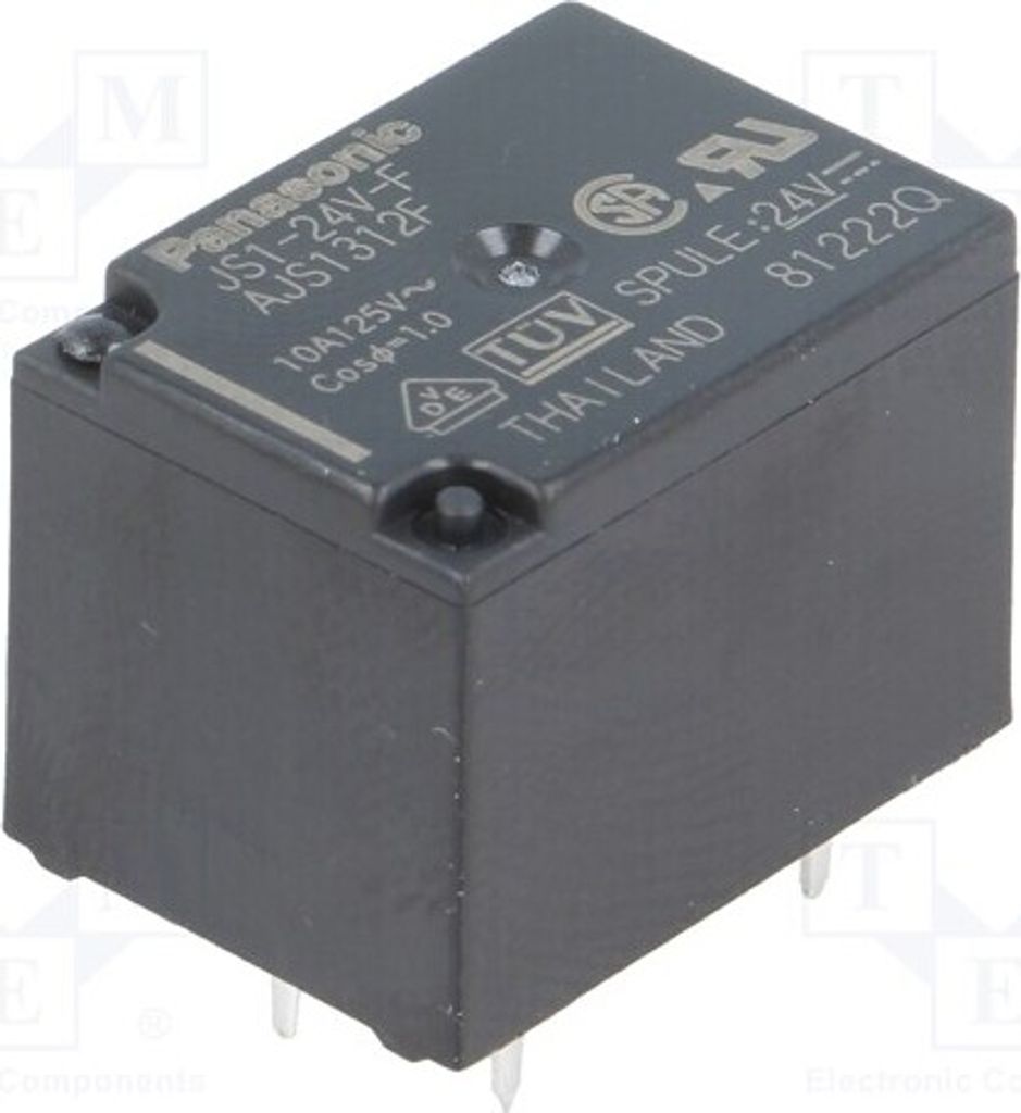 1x Relais: elektromagnetisch USpule : 24VDC 10A/250VAC Mini JS124FT Elektromagne