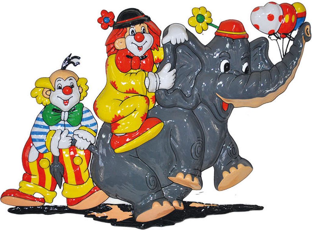 Wanddeko Clown Elefant