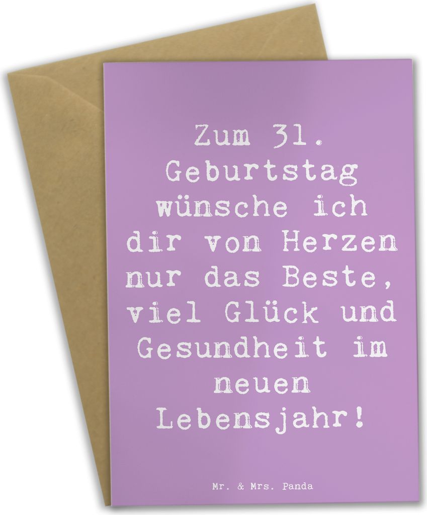 Mr. & Mrs. Panda Glückwunschkarte Spruch 31. Geburtstag Liebe Wünsche - Lavendeltraum - Geschenk, Grußkarte, Freunde, charmante Deko-Artikel, ei...