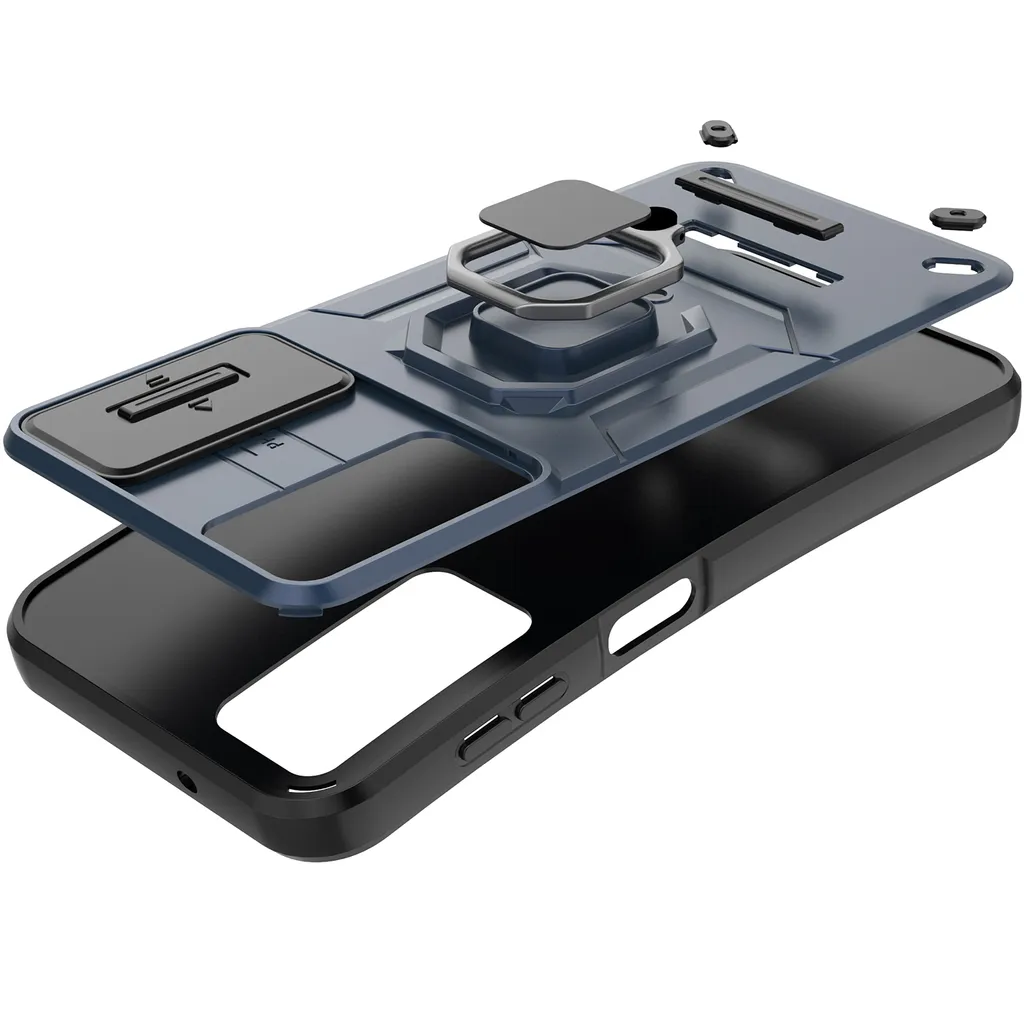 Cover Blindata Samsung S24 Plus: Protezione Fotocamera e Stand Grigio - 5