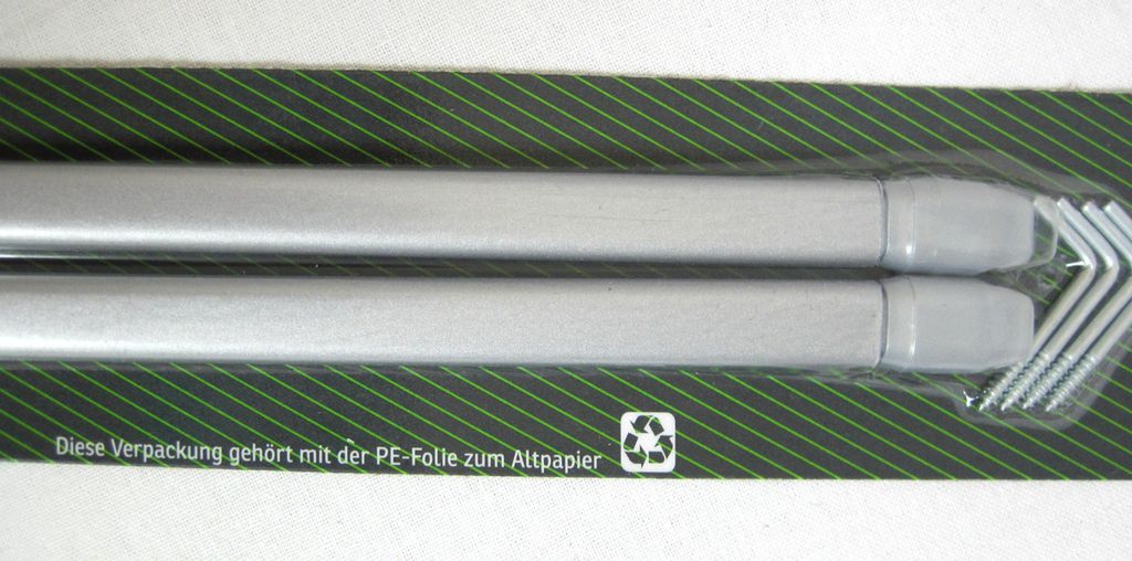 2-er Vitrage Gardinenstange flach oval, Nickel matt ausziehbar 60 - 90 cm