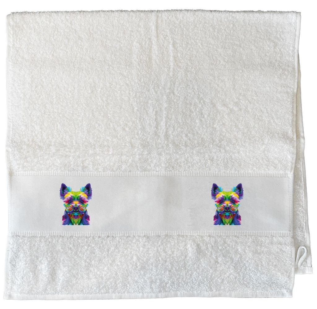 Huuraa Handtuch Yorkshire Terrier Colorful 50x100cm White Baumwolle Handtuch Geschenkidee