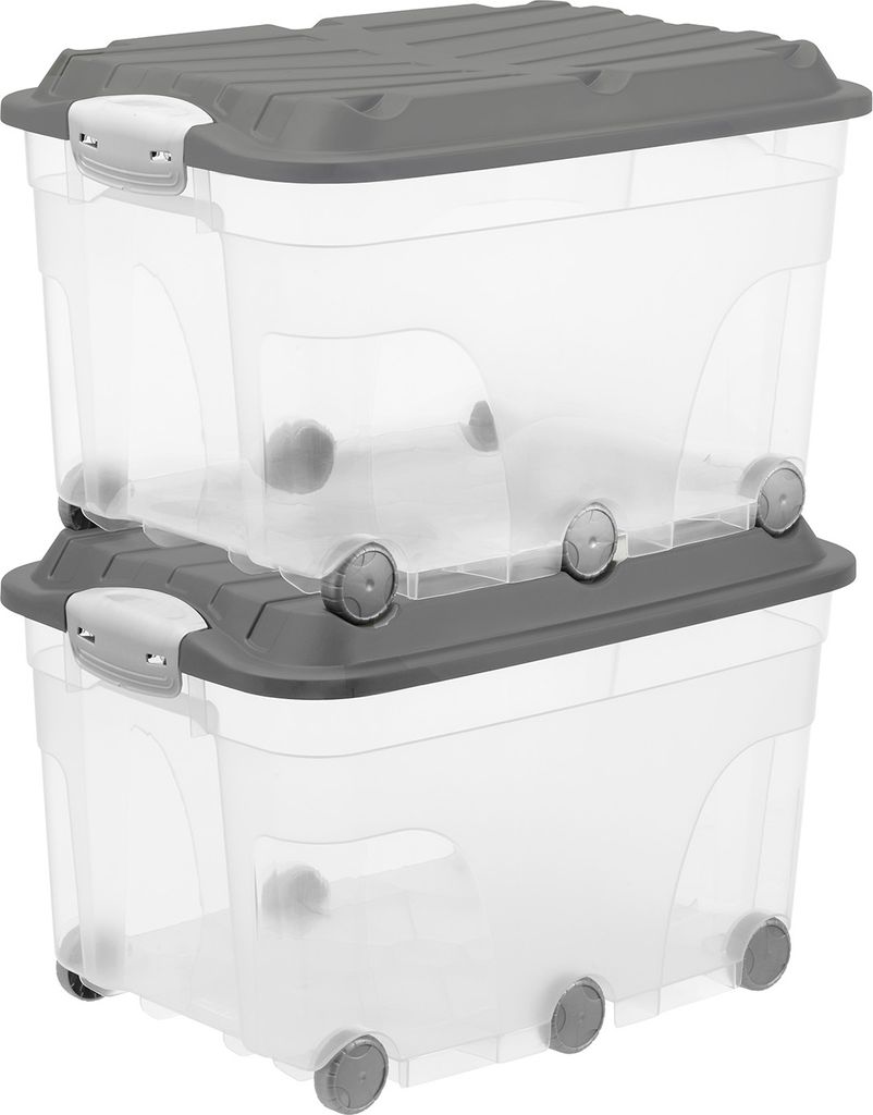 Rotho 2er Set Aufbewahrungsbox mit Rollen 57L Roller 6 - Produktbild 