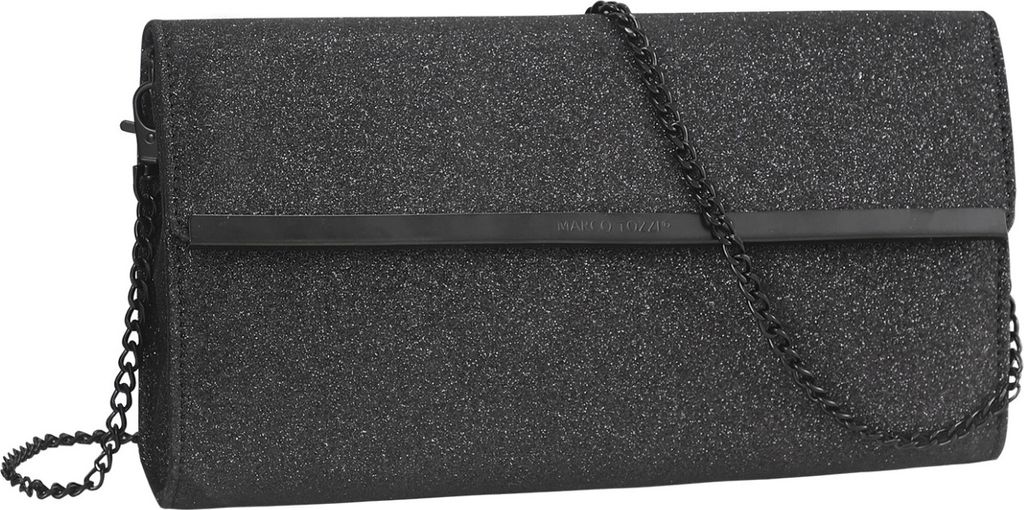 MARCO TOZZI Damen Umhängetasche Clutch Kette Glitzer elegant 2-61003-21, Farbe:Schwarz
