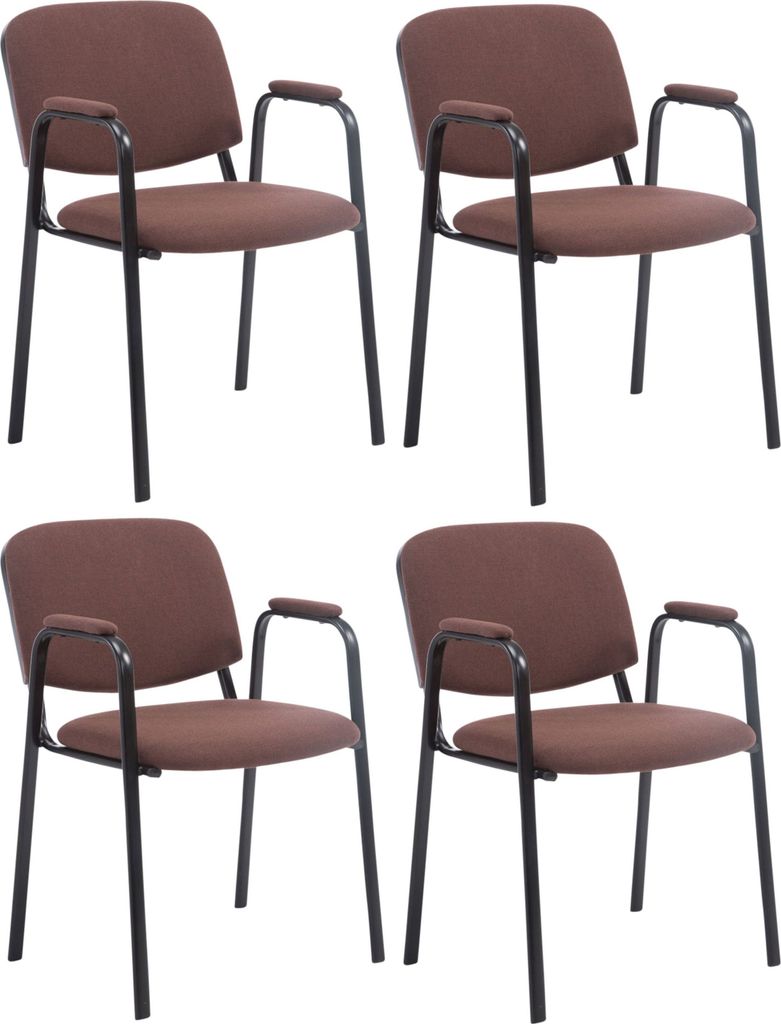 CLP 4er Set Stapelstühle Ken Pro Stoffbezug gepolstert mit Armlehnen bis 150 kg braun