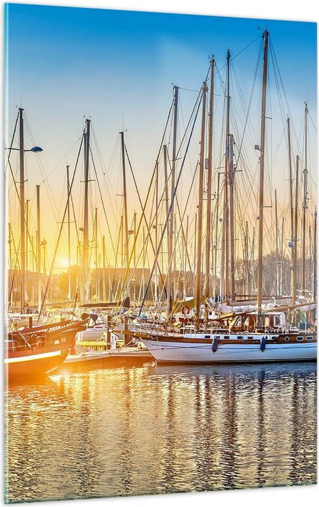 Bilder auf glas - Einteilig - Katamaran Yacht Anker Ankerplatz - 50x70cm - Glasbilder - Wandbilder - Bilder - Wanddekoration aus Glas - Glas Bilder...