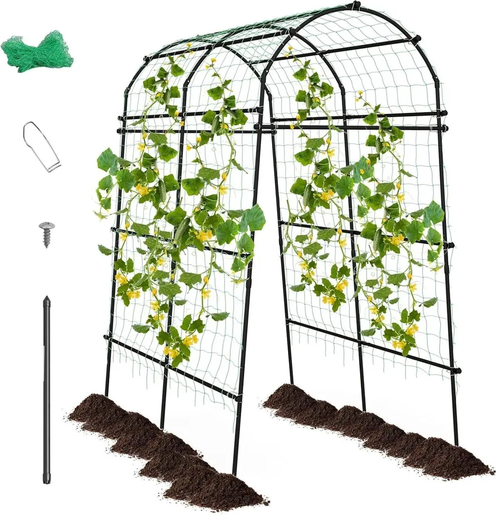 Arche de jardin noire 230 cm en métal et PE pour plantes grimpantes