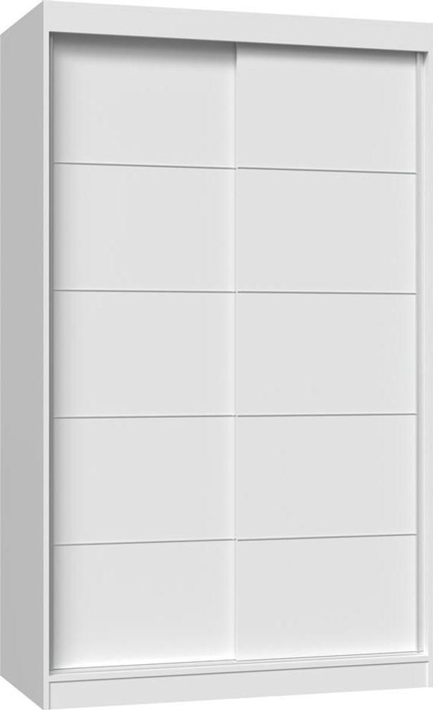 Moderner Kleiderschrank IGA 120 cm mit Schiebetüren – Weiß | Zierstreifen | 200x120x61 cm