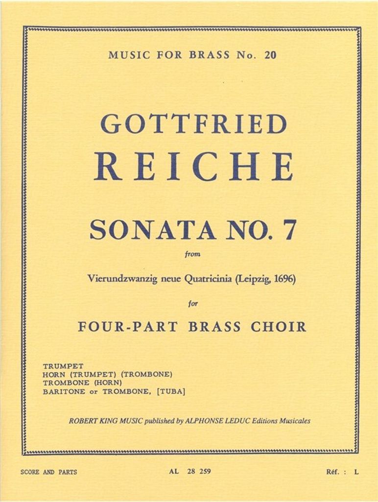 Reiche/King Sonata N07 Brass Quartet/Organ/Score/Parts(Ption/Pties)Mfb020