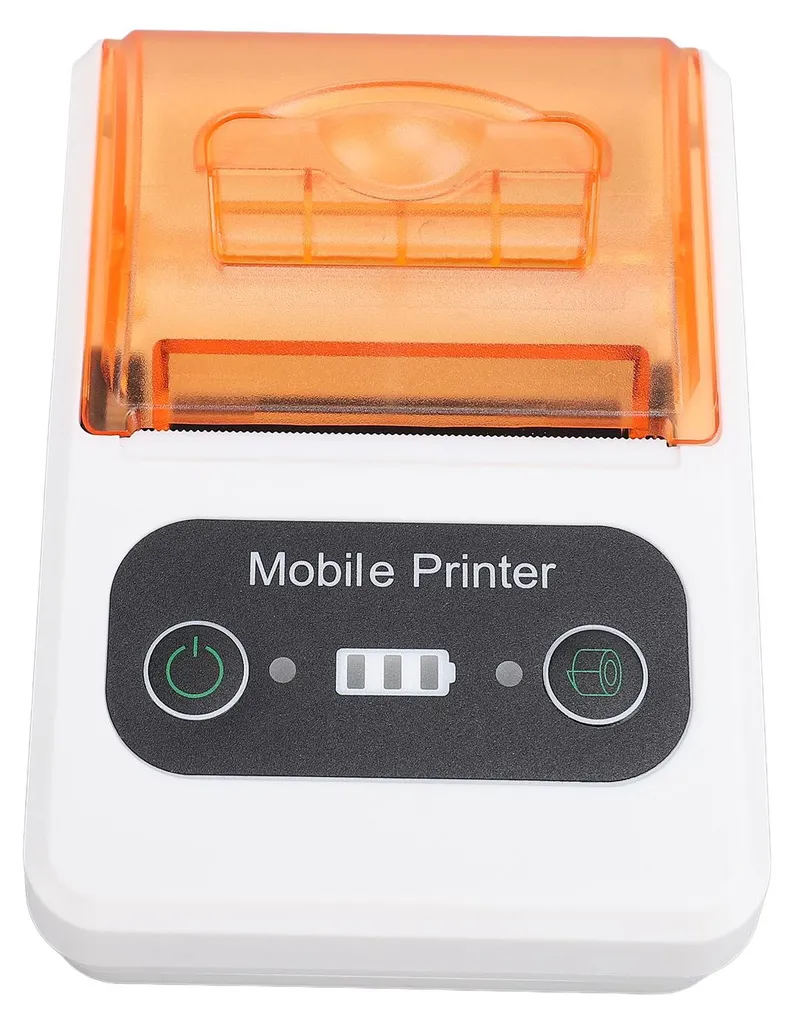 Imprimante thermique Bluetooth 58 mm avec lame dentelée orange et blanc