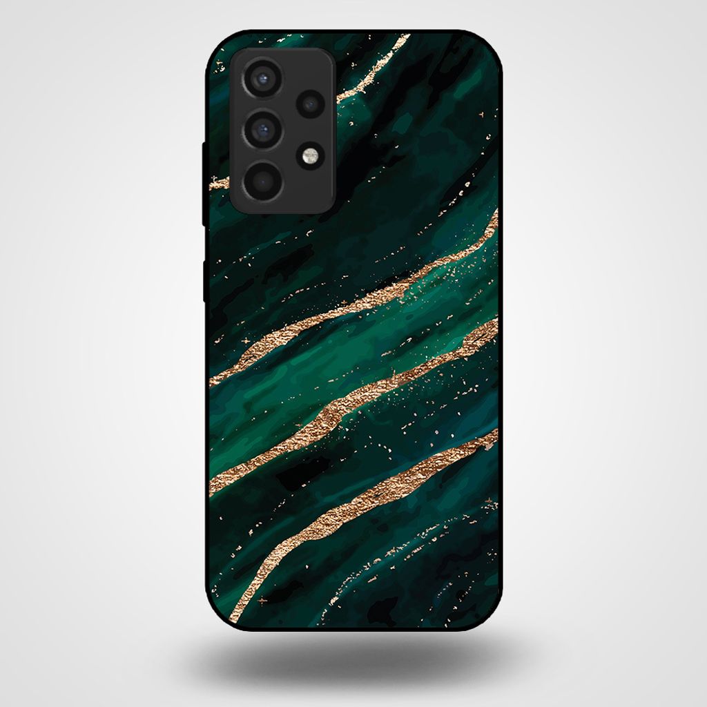 Smartphonica Handytasche für Samsung Galaxy A52 5G mit Marmordruck - TPU Rückseite Fall Marmor Design - Grün Gold