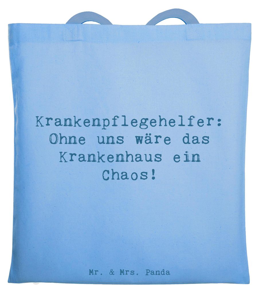 Mr. & Mrs. Panda Schultasche Spruch Krankenpflegehelfer Chaos - Sky Blue - Geschenk, schulterbeutel, Jutebeutel, Tasche, Shopping, Anerkennung, Wü...