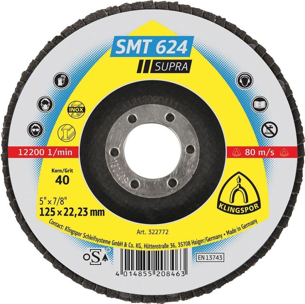 Klingspor SMT 624 Supra Schleifmopteller 125mm Korn 40 Image du produit 