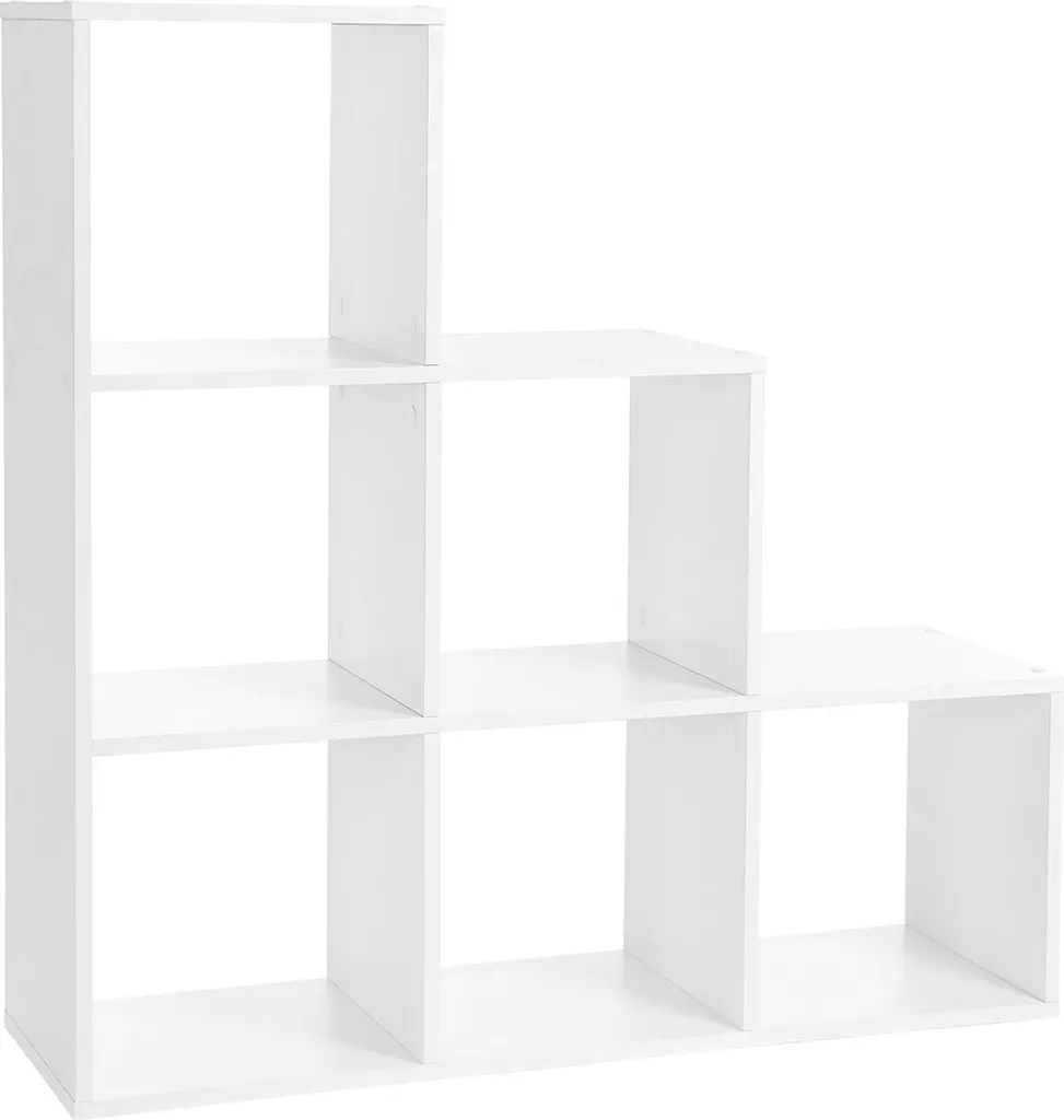 Optimisez vos petits espaces avec ce meuble escalier blanc à 6 niches