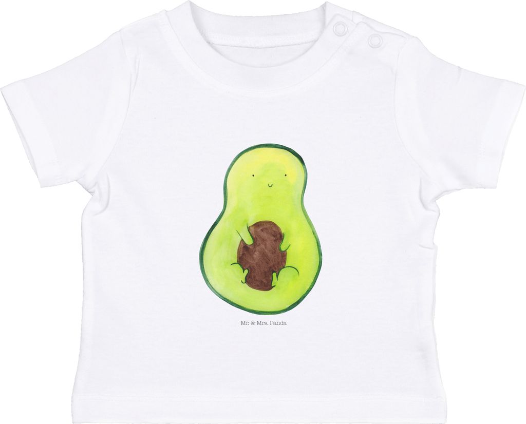 Mr. & Mrs. Panda Organic Baby Shirt Avocado Kern 12. - 18. Monat - Weiß - Geschenk, Pflanze, Kleinkind T-Shirt, Babyshirt, Spruch Leben, Öko, Lä...