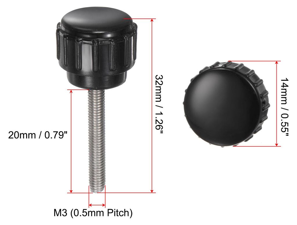 12 Stš¹ck R?ndelschraube mit Gewinde M3 x 20mm x 14mm Rundkopfschraube Edelstahl 304 Rundgriffbolzen Klemmkn?pfe 14mm Handkn?pfe Daumenschrauben ...