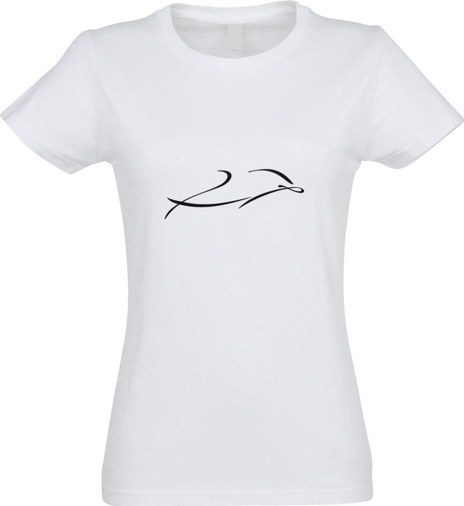 Kiwistar - T-Shirt tailliert - Damen - Weiss - Delfin - mit Motiv Bedruckt - Funshirt Design - Sport - Freizeit - Damen - L