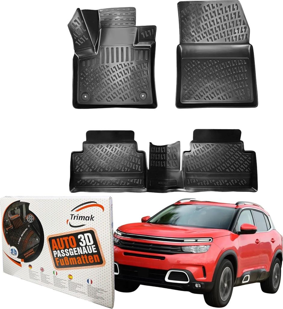 Trimak Autofußmatten kompatibel mit CITROEN C5 AIRCROSS ab 2019 Auto Allwetter Gummimatten