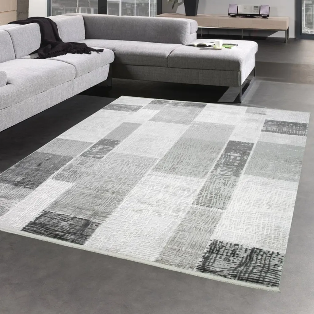 Tapis en laine gris crème 80x150 cm - Texture douce et design moderne