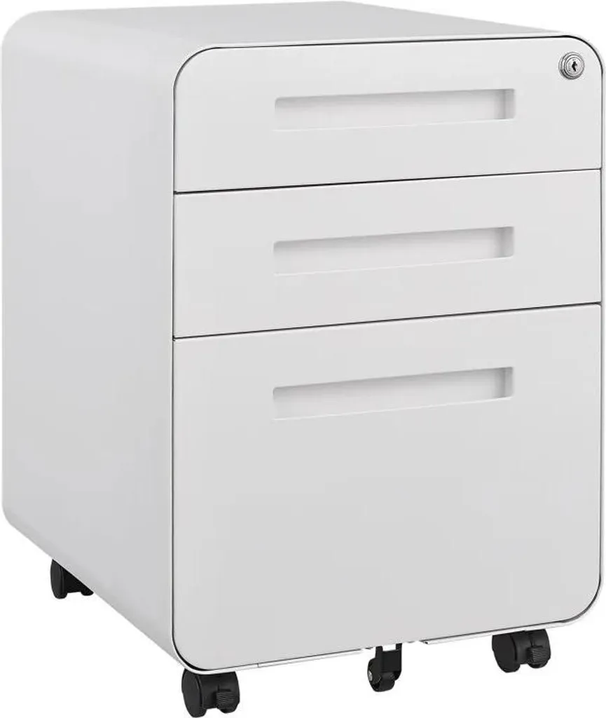 Rangement bureau télétravail caisson blanc 3 tiroirs mobile pratique
