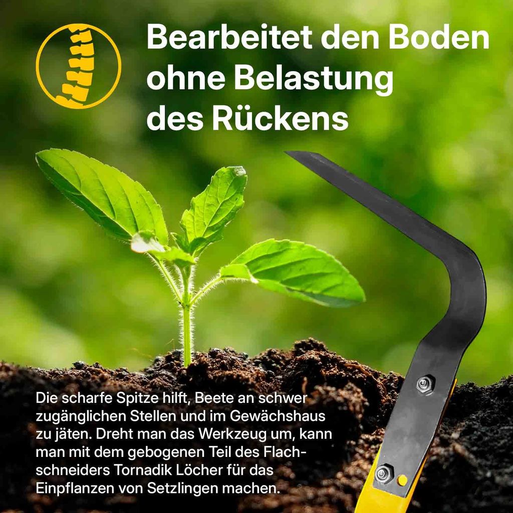 TORNADICA Flachschneider Gartenwerkzeug 140cm Kultivator Produktbild 