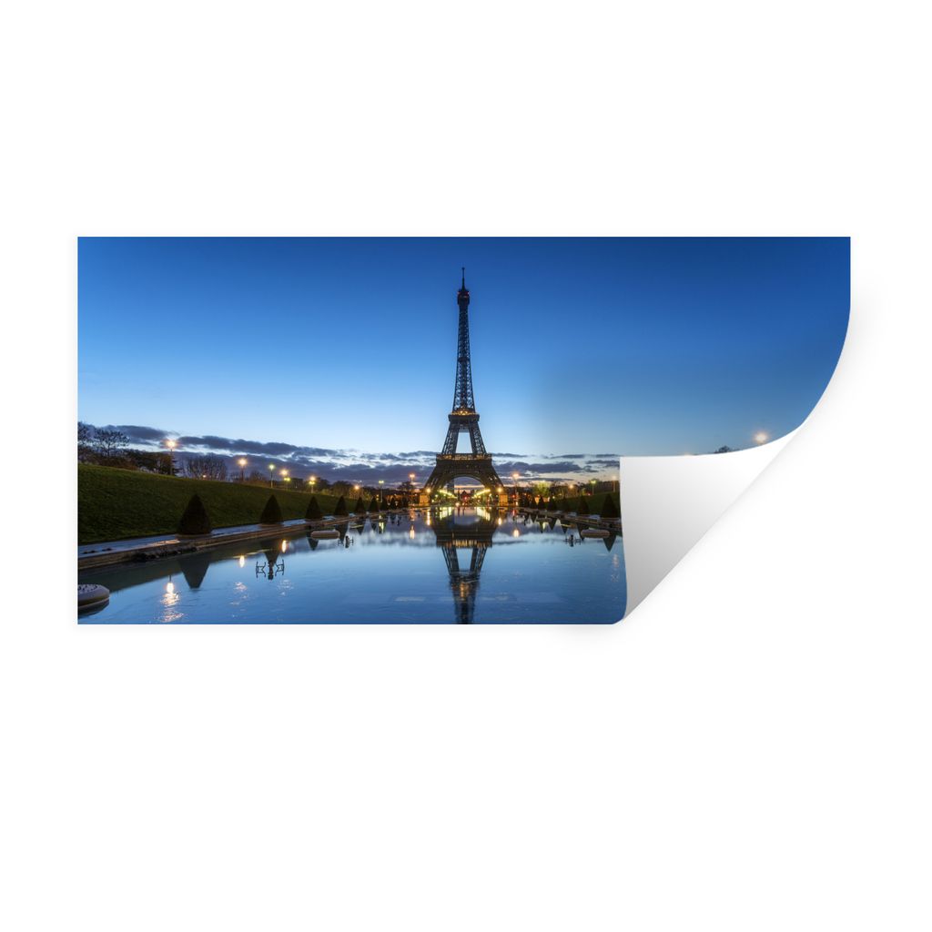MuchoWow Wandtattoo Wandsticker Wandaufkleber Der Eiffelturm am Abend bei sehr klarem Himmel in Paris 40x20 cm Selbstklebend und Repositionierbar...