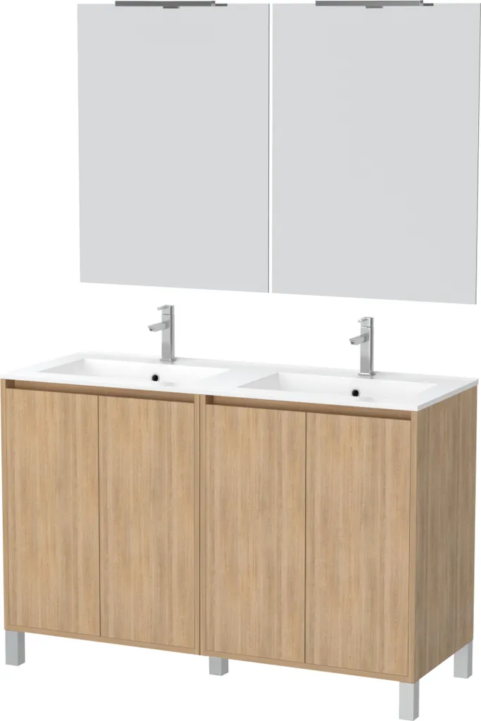 Ensemble Meuble Double Vasque 120 cm avec Miroirs et Éclairage Led XENOS