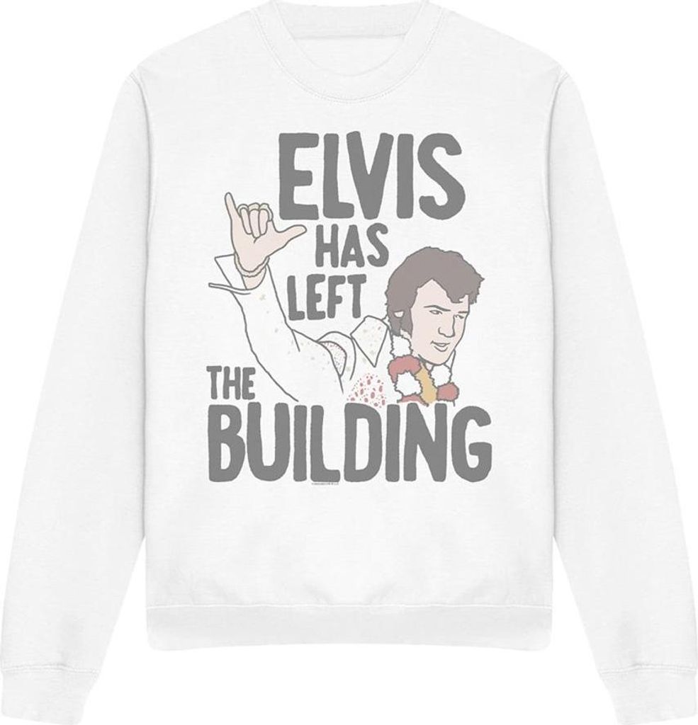 Elvis Presley - "Has Left The Building" Sweatshirt für Herren/Damen Uni TV32303 (S) (Weiß)