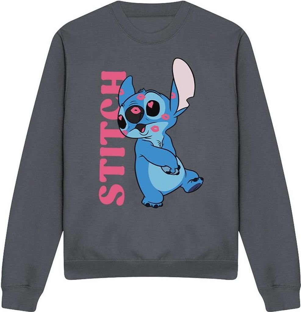Lilo & Stitch - "Covered In Kisses" Sweatshirt für Herren/Damen Uni TV4233 (L) (Holzkohle)