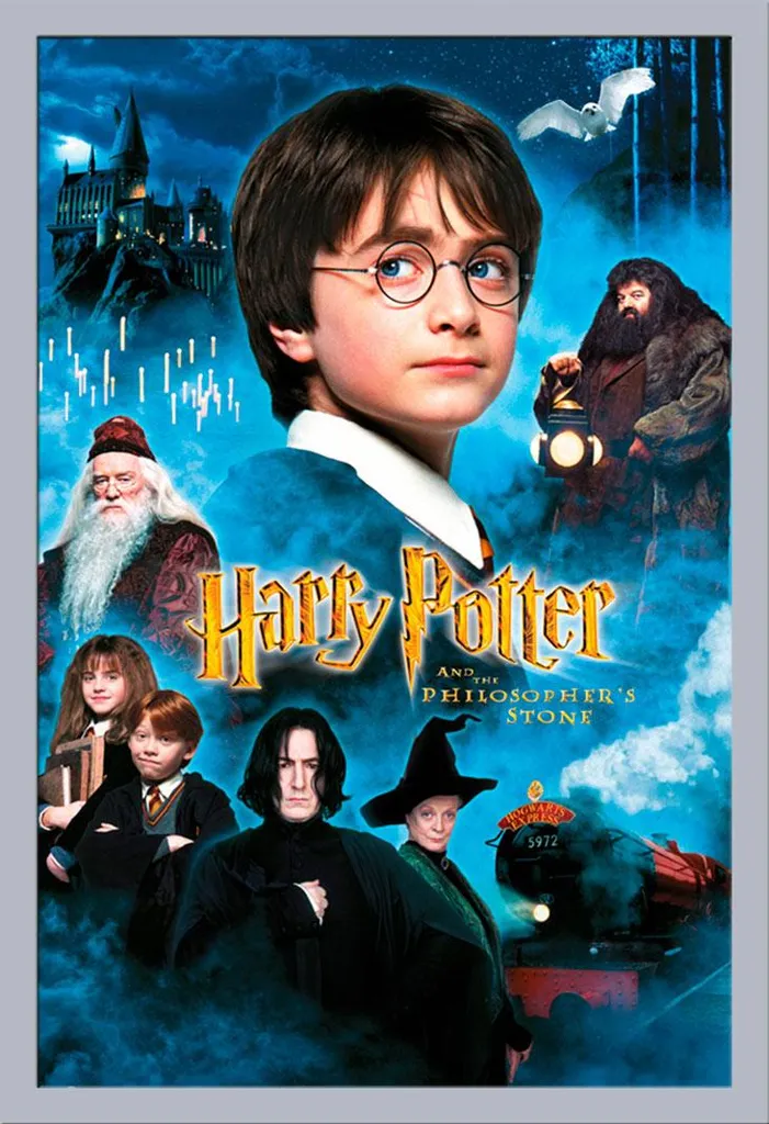 Kit Poster Harry Potter e Cornice Shinsuke Maxi MDF Argento Acrilico