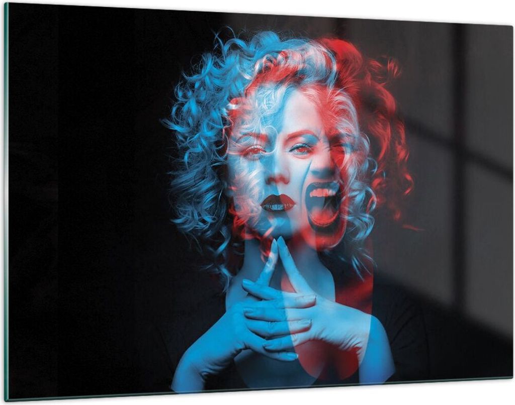 Bilder auf glas - Einteilig - Schwarz Frau Emotionen - 120x80cm - Glasbilder - Wandbilder - Bilder - zum Aufhängen bereit - Wanddekoration aus Gla...