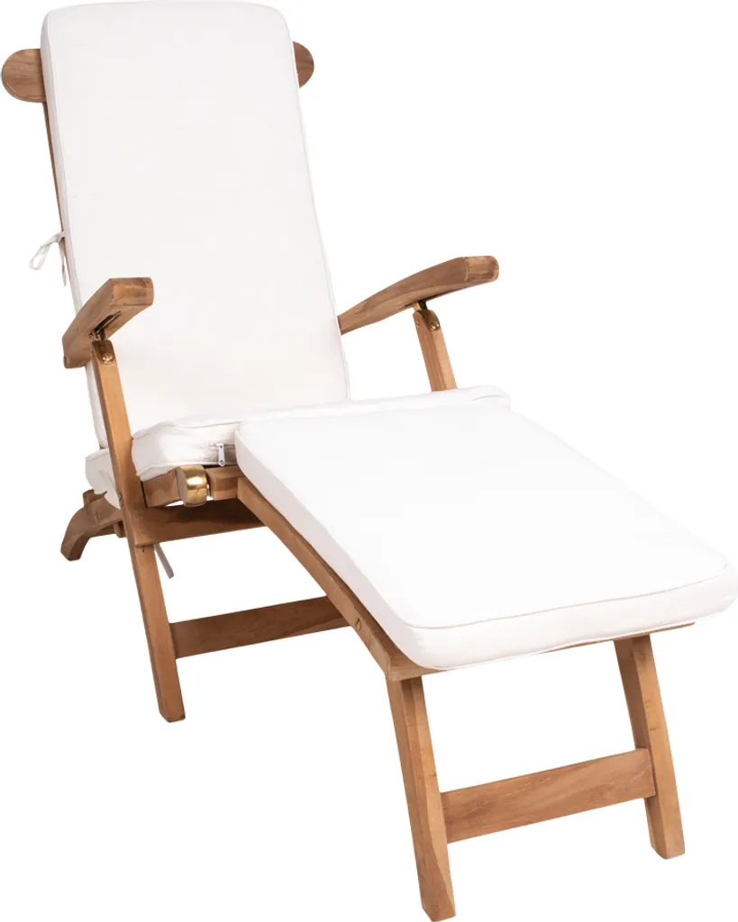 Coussin d'assise Alkas blanc déperlant et résistant pour chaise longue