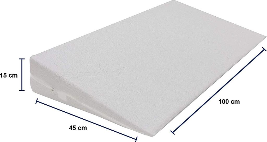 Dibapur Keilkissen mit Aloe Vera Bezug (B 100 x T 45 x H 15 / 1cm) Matratzen Matratzenkeil Matratzenerhöhung Hochlagerungskeil fürs Bett Matrat...