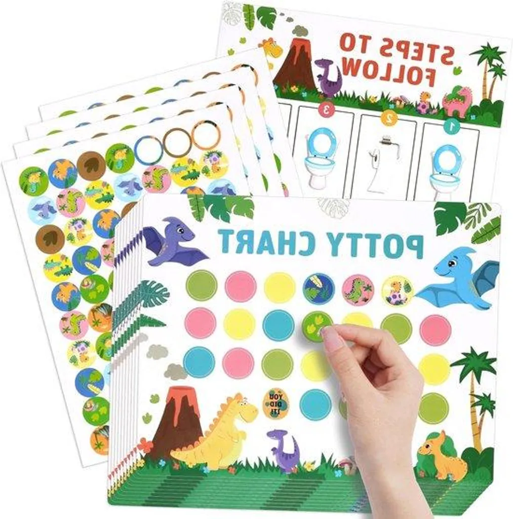 Tableau de récompense dinosaures lot de 10 avec 280 autocollants enfant