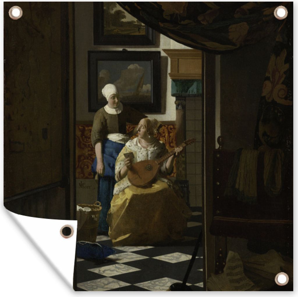 MuchoWow 100x100 cm Outdoor-Poster Gartendeko Sichtschutz Garten Poster für den Garten Der Liebesbrief - Johannes Vermeer