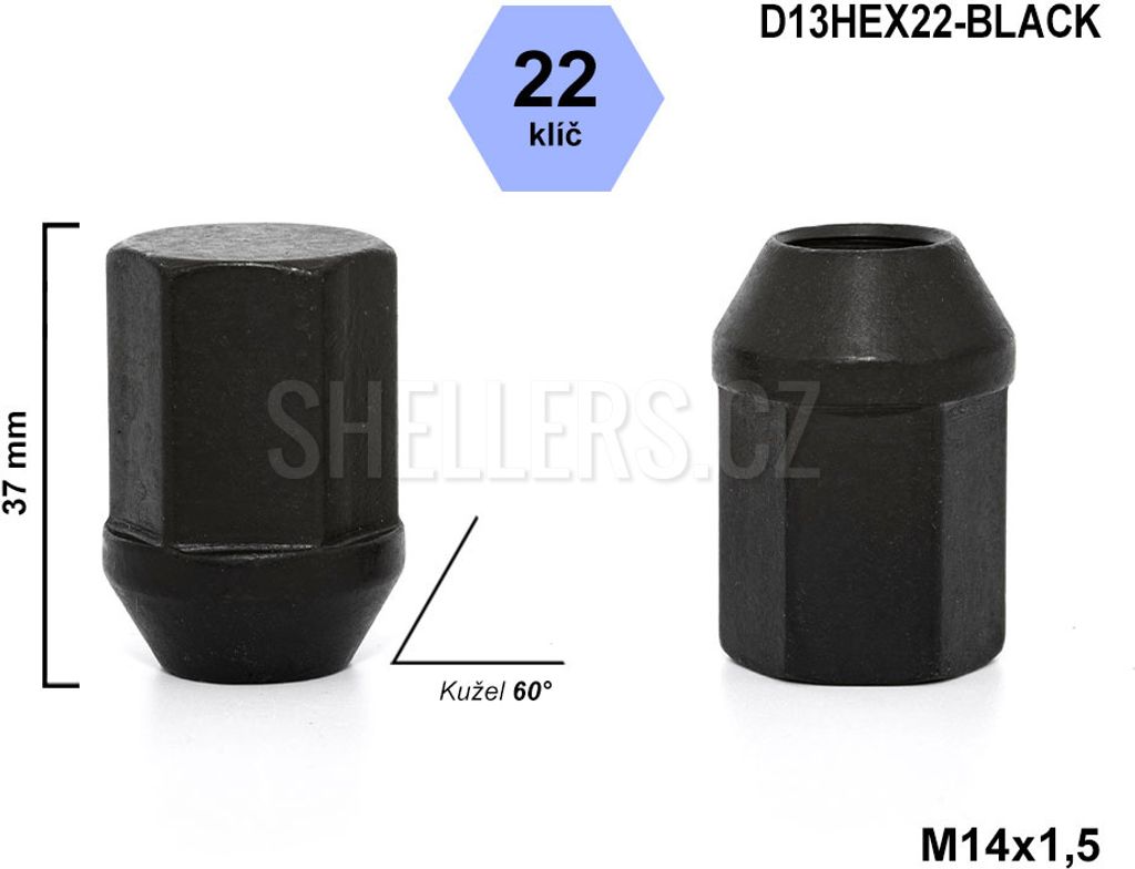 Kolová matice M14x1,5 kužel zavřená, klíč 22, Obrázek produktu 
