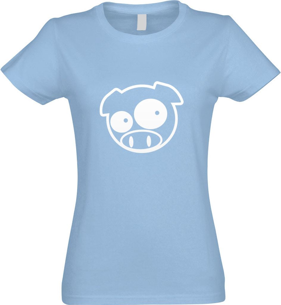 Kiwistar - T-Shirt tailliert - Damen - himmelblau - JDM Schwein - mit Motiv Bedruckt - Funshirt Design - Sport - Freizeit - Damen - S