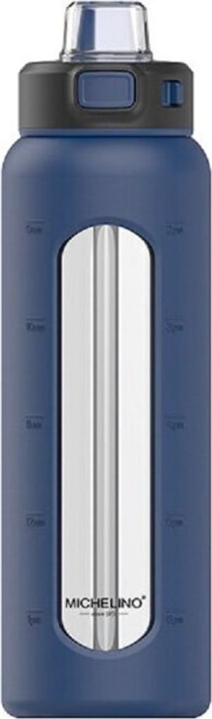 Praktische Glas Trinkflasche To Go Wasserflasche -– Ideal für Ihr tägliches Getränk Dunkelblau 0,72 Liter