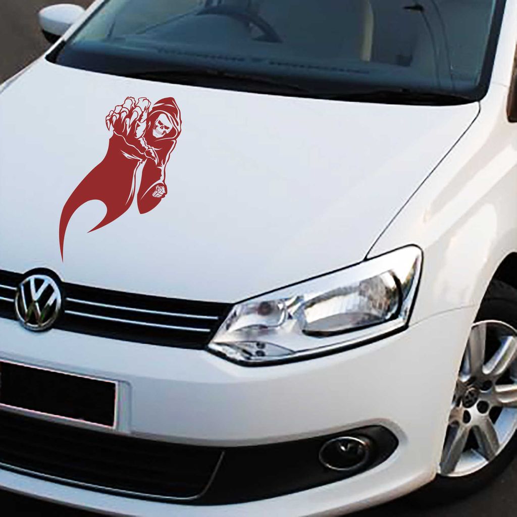 Aufkleber - Autoaufkleber "Reaper" Skull 100cm x 52cm dunkelrot - Tuning Carystyling Heckscheibe Auto