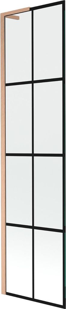 Mexen Next L Badewannenabtrennung 1-flügelig 50 x 150 cm, schwarzes Muster, gebürstetes Kupfer - 895-050-000-03-77-65