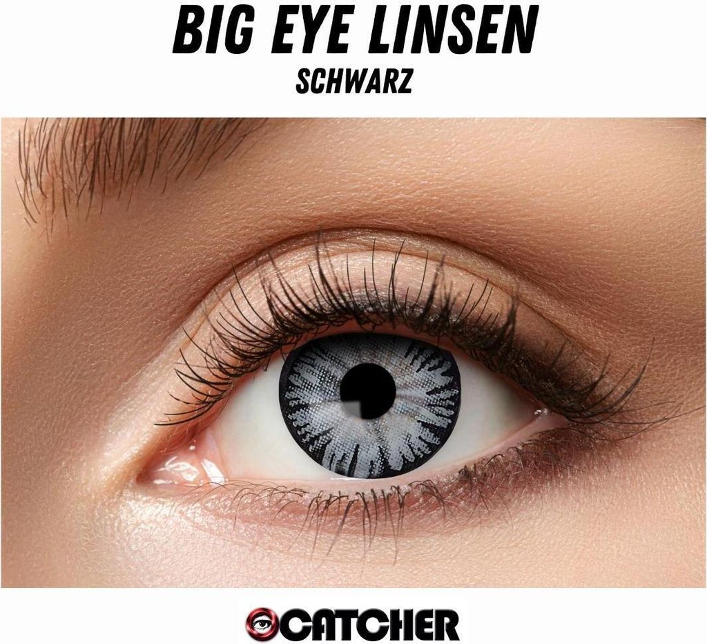 3 Monats‐Kontaktlinsen Big Eye Black für intensive schwarze Augen