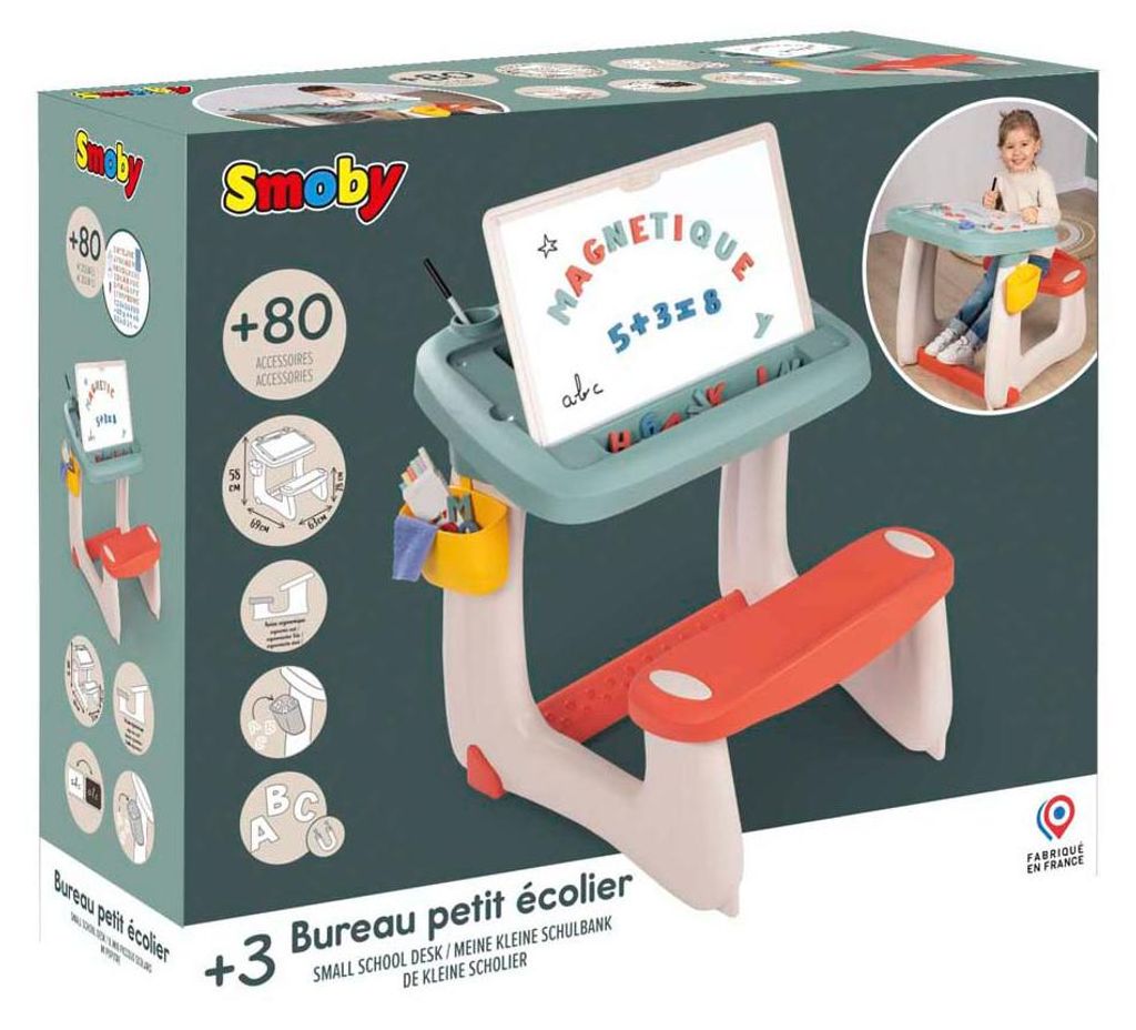 Petit bureau d'écolier - Smoby - 80 accessoires fournis - Image du produit 