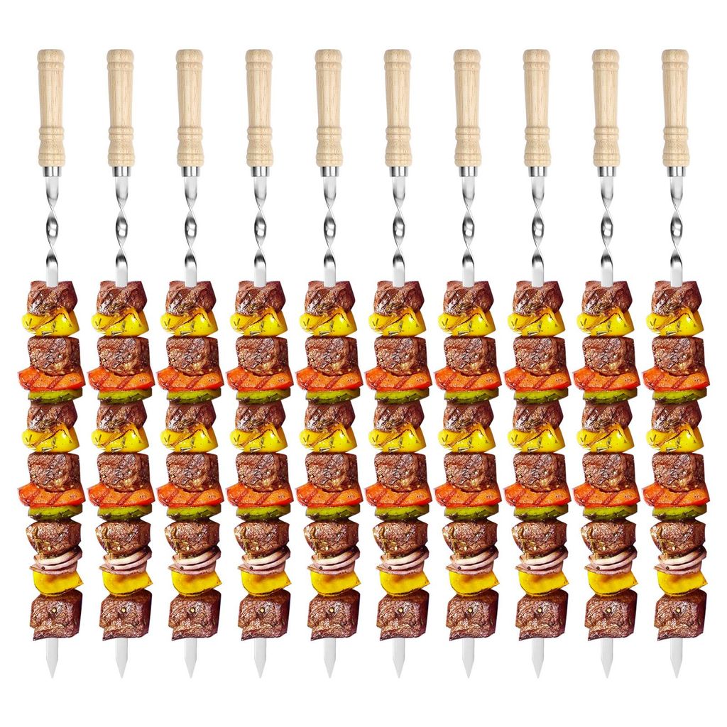 Lot de 10 brochettes en acier inoxydable, 55 cm, brochettes Image du produit 
