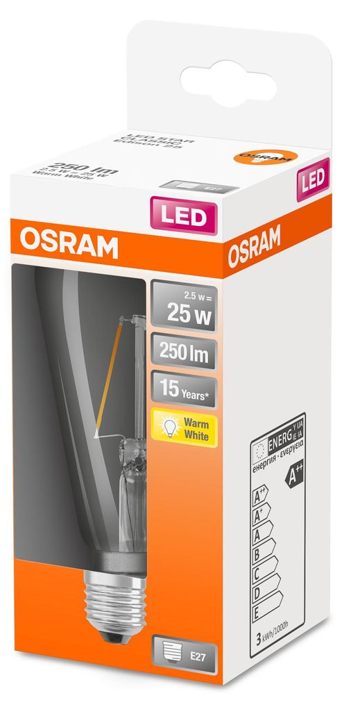 Led Edison Clair Filament 2.5w E27 Chaud Bte 1 - Osram Image du produit 