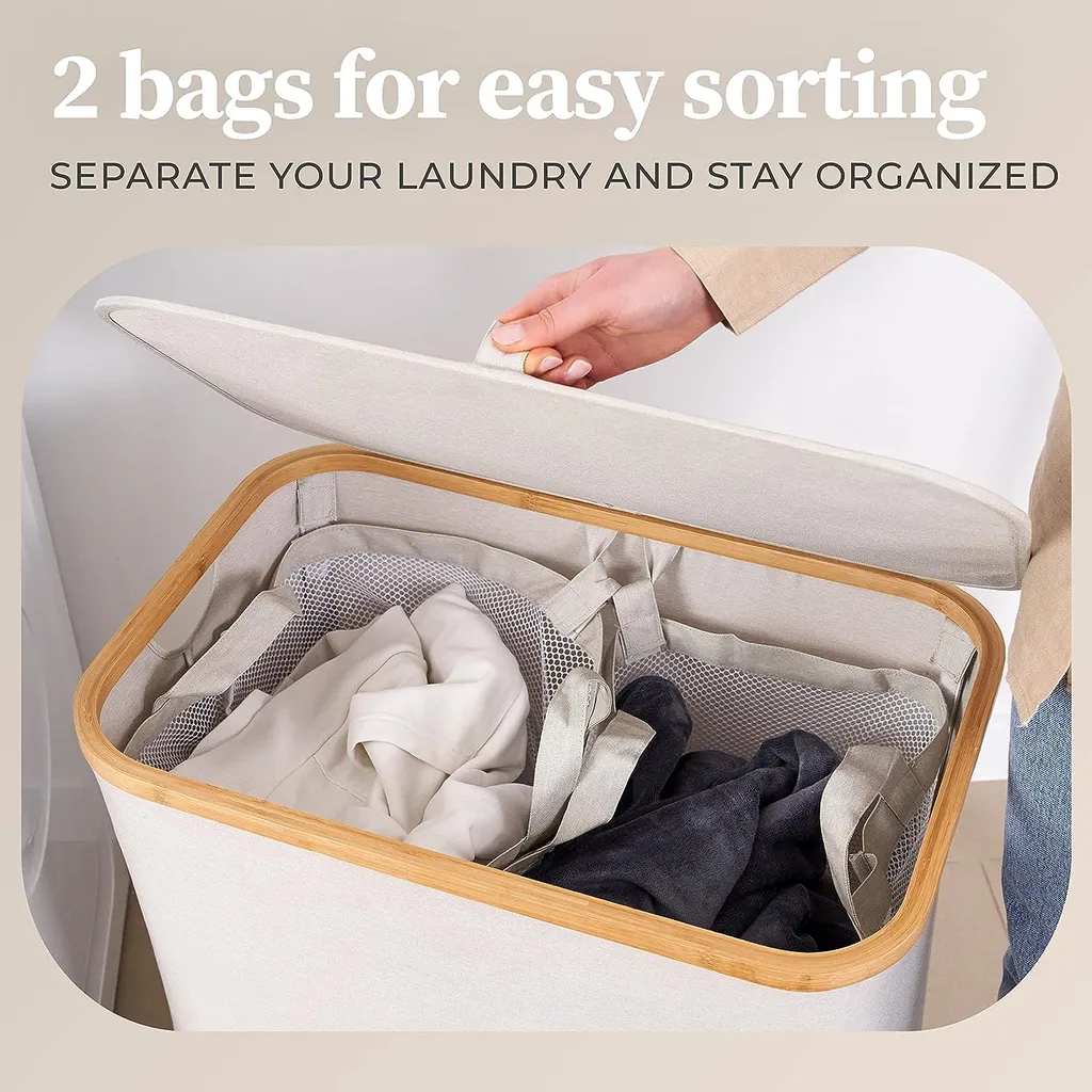 Panier à Linge 140L Anti-Odeurs - Fini le Désordre avec le Tri Double
