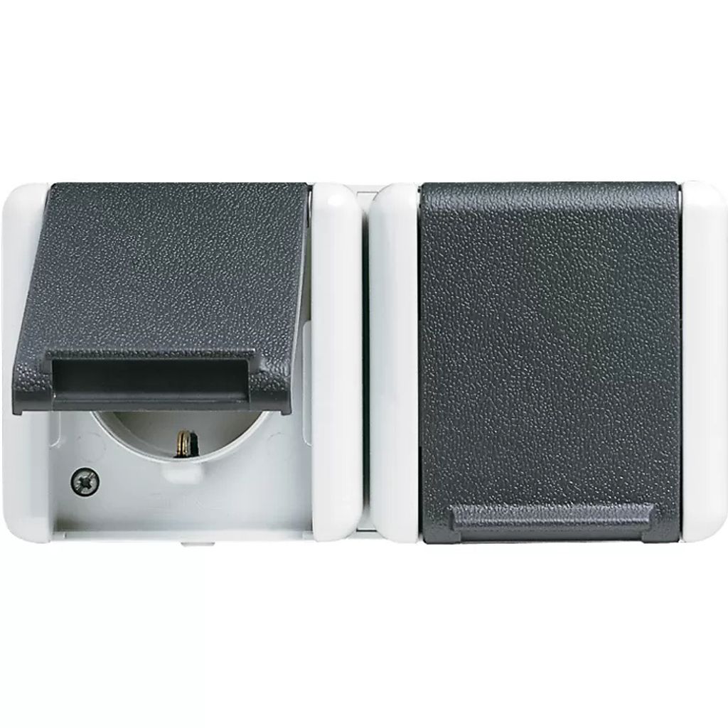 JUNG Prise SCHUKO double 8220W WG800 IP44 horizontal.Mont.4 Image du produit 